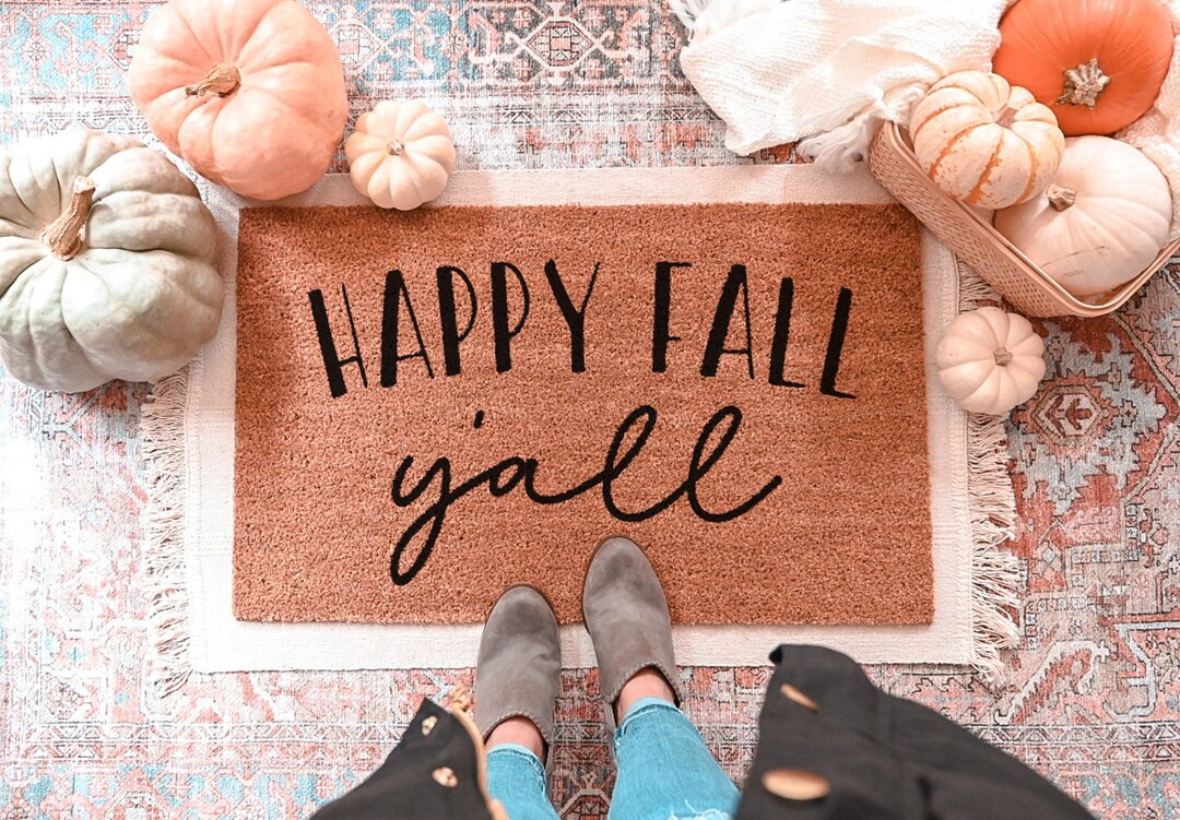 Happy Fall Yall Doormat Fall Welcome Mat Fall Decor Funny - Etsy | Etsy (US)