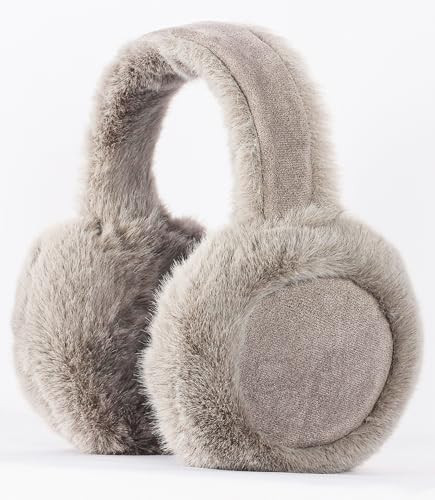 Eyegla Winter Ear Muffs Women Adjustable Fuzzy Earmuffs Faux Fur Ear Warmers Foldable Ear Covers for Cold Weather,Grey | Amazon (US)