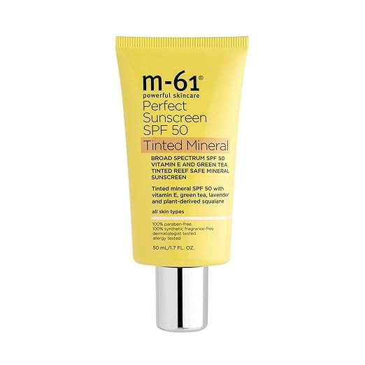 m-61 Perfect Mineral Sunscreen SPF 50 | Reef-Safe, Mineral Sunscreen SPF 50 With Vitamin E, Green... | Amazon (US)