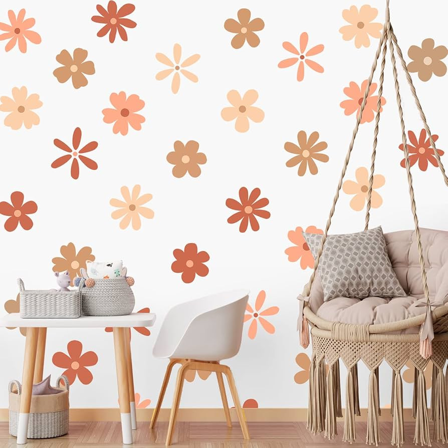 Daisy Wall Decal Flower Vinyl Wall Colorful Decals Floral Decals Peel and Stick Colorful Daisy St... | Amazon (US)