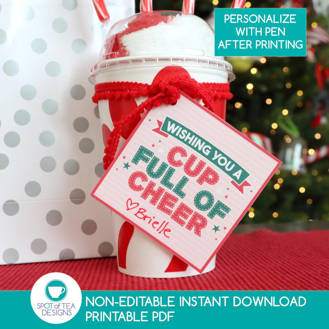 Cup Full of Cheer Tag, Christmas Drink PDF Tag (digital Download) - Etsy | Etsy (US)