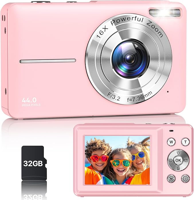 Digital Camera, Latest FHD 1080P Digital Camera for Teens with SD Card Anti Shake Point and Shoot... | Amazon (US)