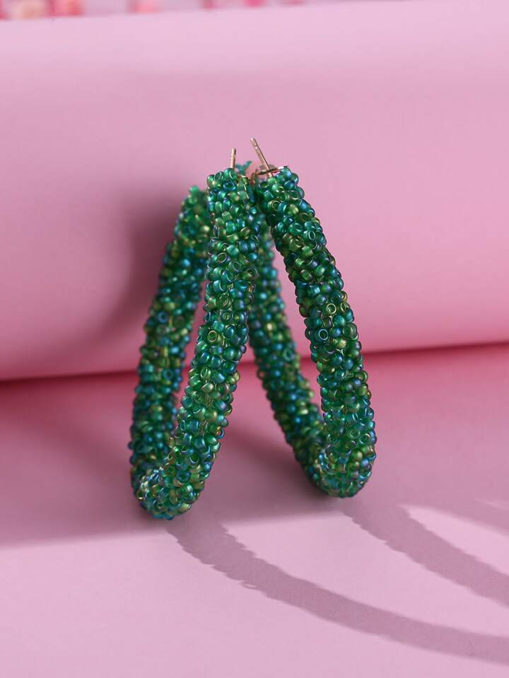 1 paar Retro stijl Kleurrijke kralen Rond Verklaring Oorbellen Voor vrouwen , Geschikt Voor Feest... | SHEIN