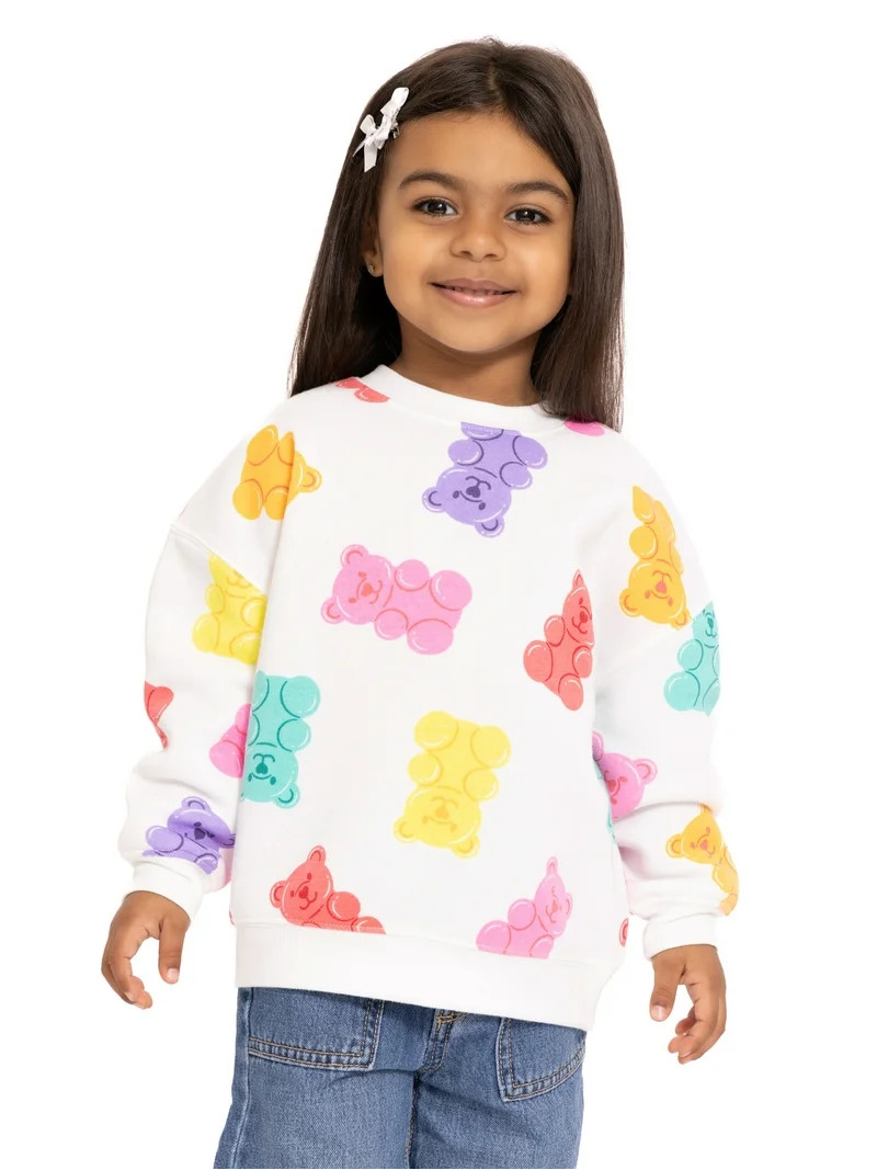 Valentine's Day Toddler Girls Allover Print Crewneck Sweatshirt from Way to Celebrate, Sizes 12M-... | Walmart (US)