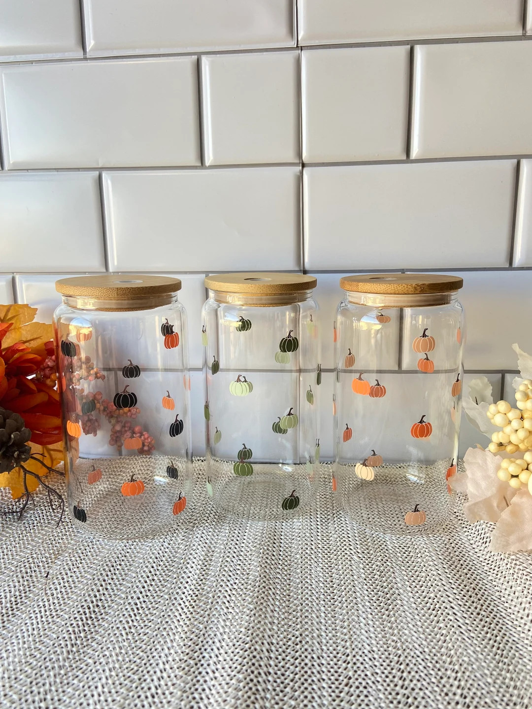 Small Pumpkin Iced Coffee Glass Fall Glass Beer Can Aesthetic Cup with Pumpkins Lid and Straw Pum... | Etsy (US)