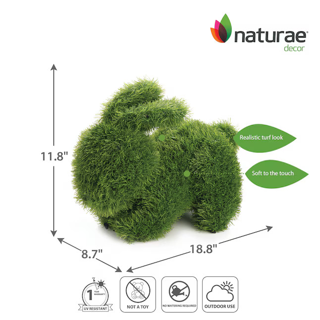 naturae decor 12-in H x 8.7-in W Green Rabbit Garden Statue | Lowe's