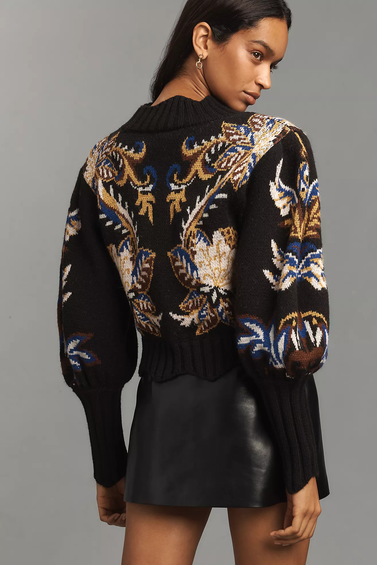 Farm Rio Arabesque Balloon-Sleeve Sweater | Anthropologie (US)