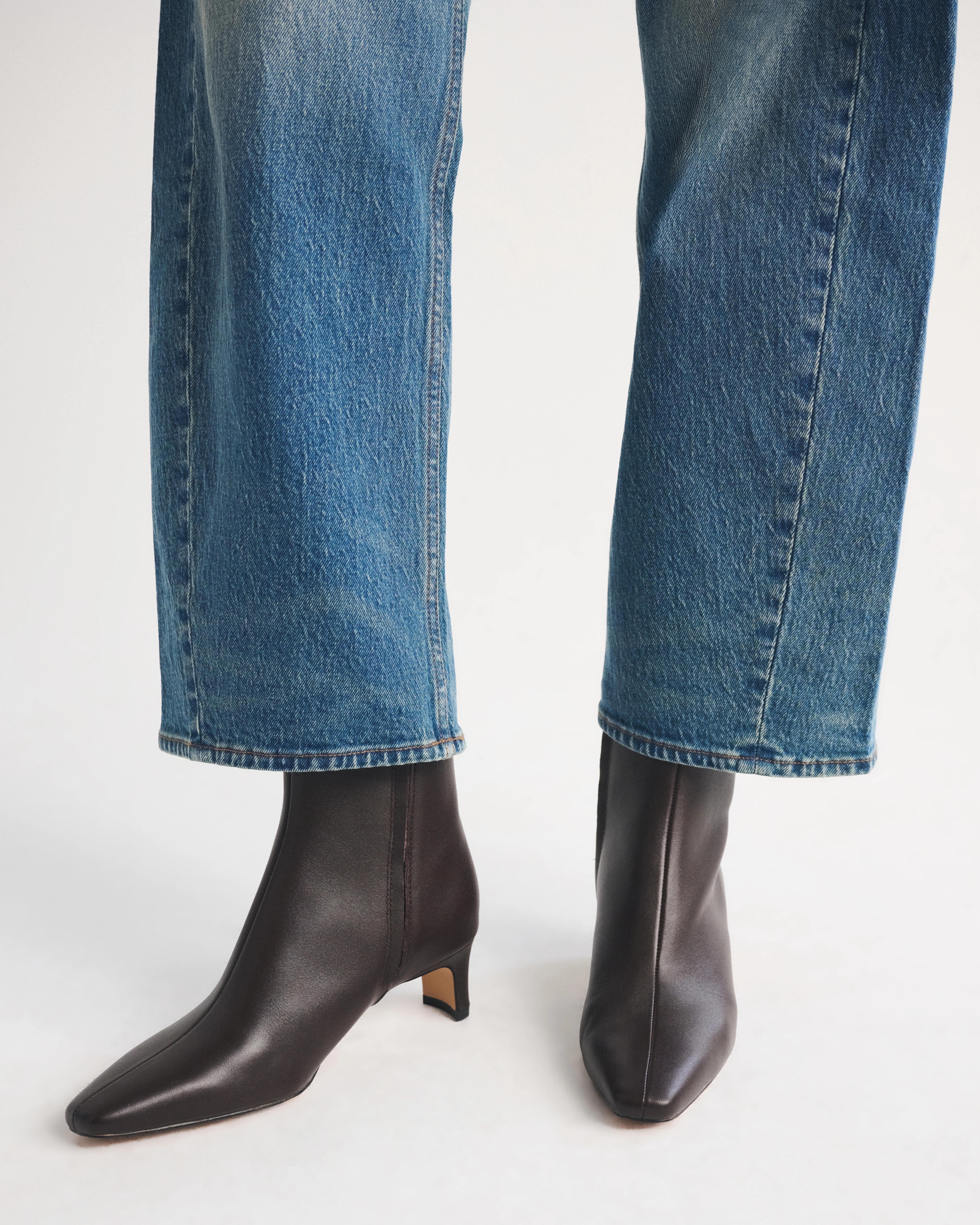 Mini Heel Leather  Ankle Boot | Abercrombie & Fitch (US)