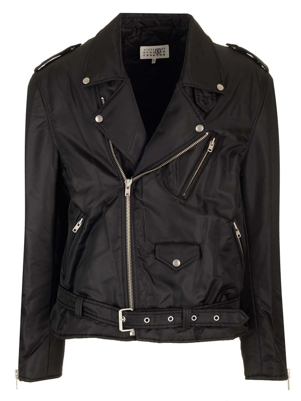 MM6 Maison Margiela Faux Leather Biker Jacket | Italist.com US
