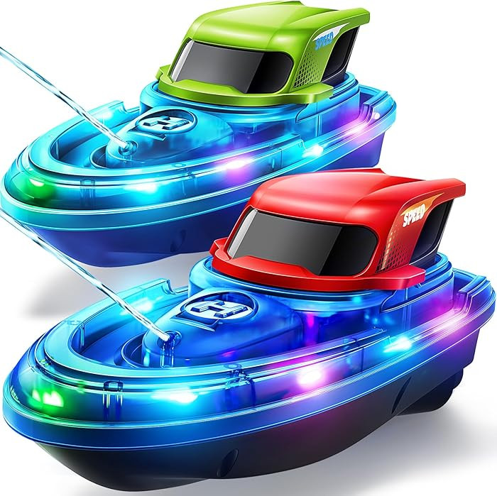 SYMA RC Boats 2 Pack for Kids 8-12, Remote Control Boat for Pool with LED Lights, 40 Mins Playtim... | Amazon (US)