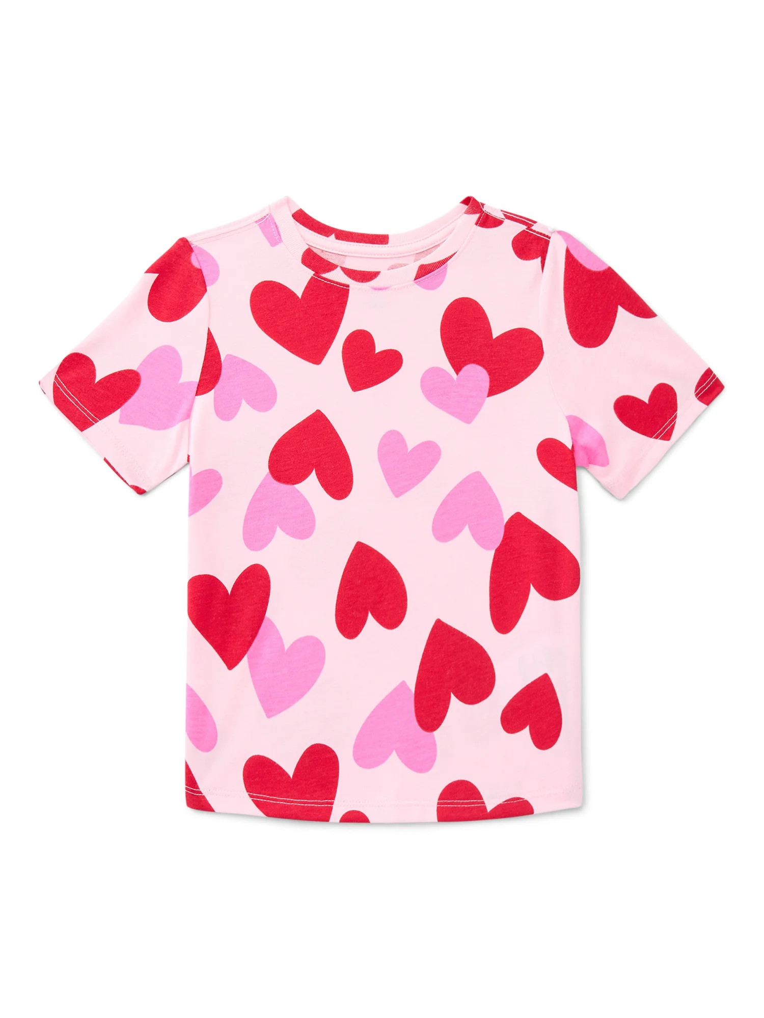 Valentine’s Day Toddler Girls Short Sleeve T-Shirt from Way to Celebrate, Sizes 12M-5T | Walmart (US)