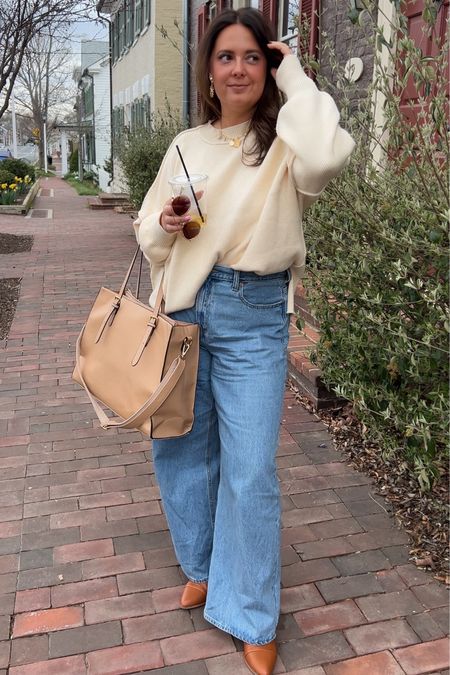 I’ll always love my neutral fits 🫶🏻 love this $20 sweater as a transition piece going into spring + of course my fav wide leg jeans 

#LTKSeasonal #LTKmidsize #LTKfindsunder50