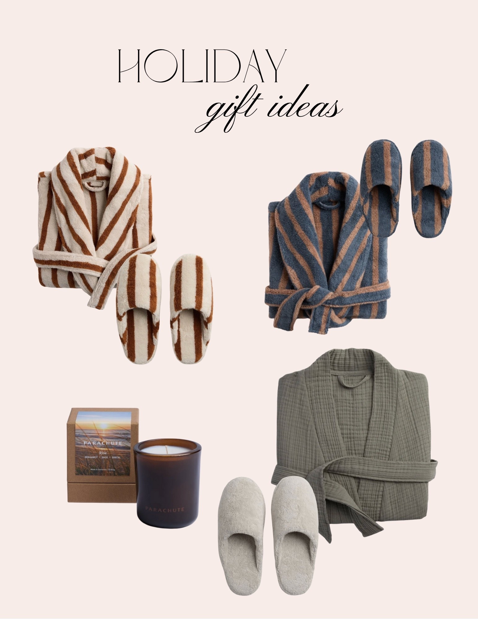 If you’re like me, you’re already starting to think about holiday gifts. I have sourced so many Parachute products for my design clients like bedding, towels etc, and their quality is top notch. So when I realized last year that they sell bathrobes and slippers, I was stoked! These are such a great gift for a friend, a parent, a sibling, a significant other…the list goes on. Check out these soft, cozy gift ideas and get your shopping done early this year!

#LTKHoliday #LTKFindsUnder100 #LTKGiftGuide