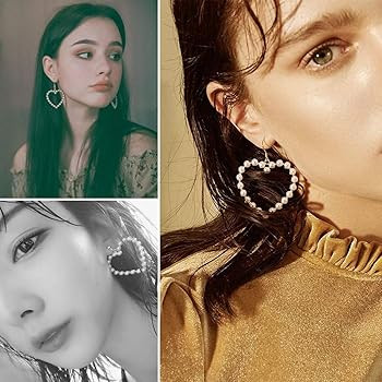 Pearl Earrings Heart Dangle for Women Girls Valentines Day Fashion Freshwater Teardrop Earrings S... | Amazon (US)