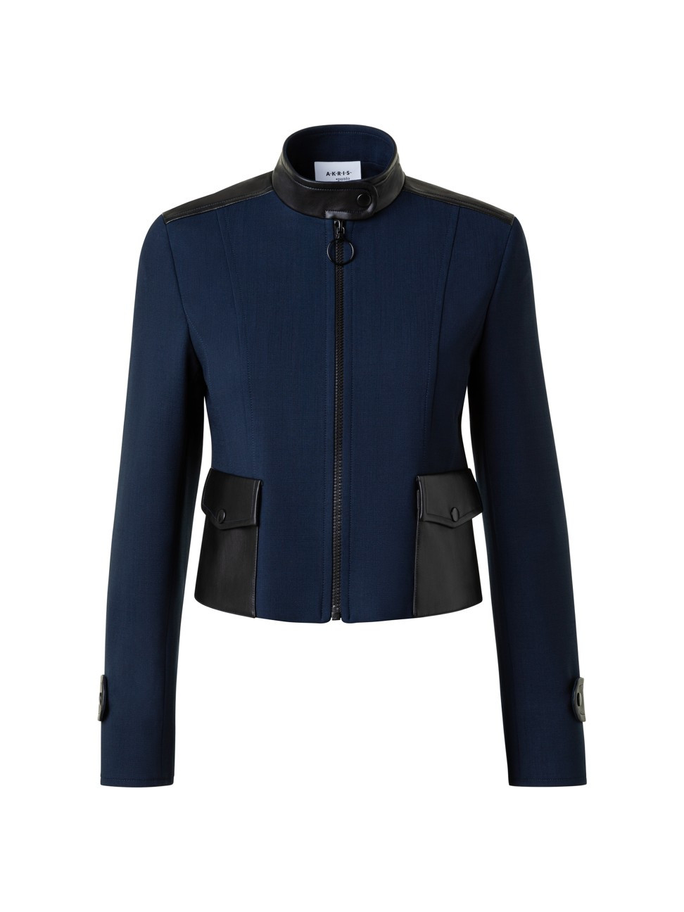 Women's Wool & Faux Leather Jacket - Navy - Size 4 | Saks Fifth Avenue