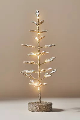 Crystal Leaves Light-Up Gold Tree | Anthropologie (US)