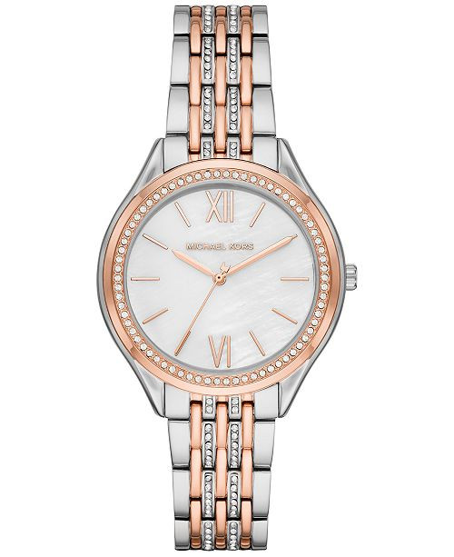 Michael Kors Women's Mindy Two-Tone Stainless Steel Bracelet Watch 36mm  & Reviews - Watches - Je... | Macys (US)