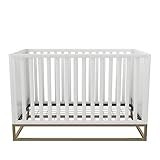 Little Seeds Haven 3 in 1 Convertible Wood Crib with Metal Base, White with Gold Base | Amazon (US)