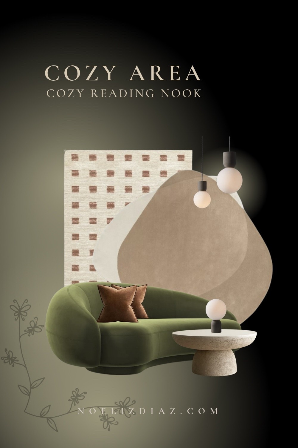 A chic cozy neutral but funky space for a cozier you! #soft #greensofa #interiors #home #cozyhome #interiordesign ##funkyrugs

#LTKselfcare #LTKstorytime #LTKHome