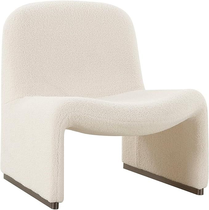 Modern Fabric Accent Chair Off/White Solid Contemporary Foam Padded Seat | Amazon (US)