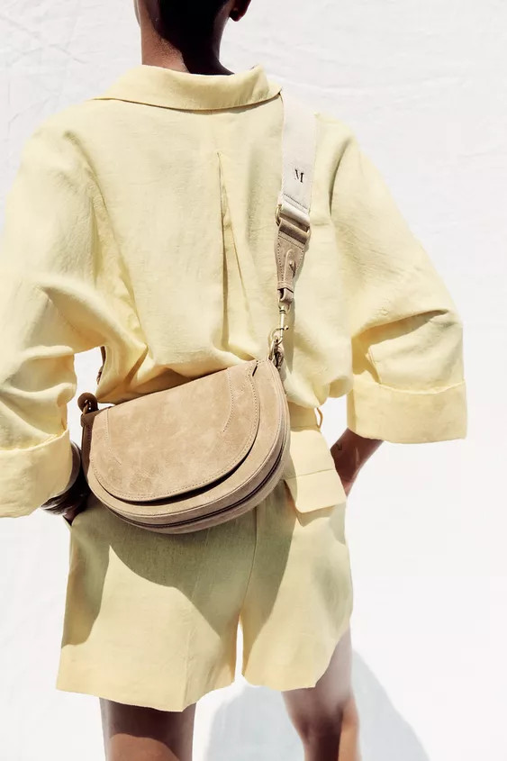 DOUBLE HANDLE LEATHER CROSSBODY BAG | Zara US