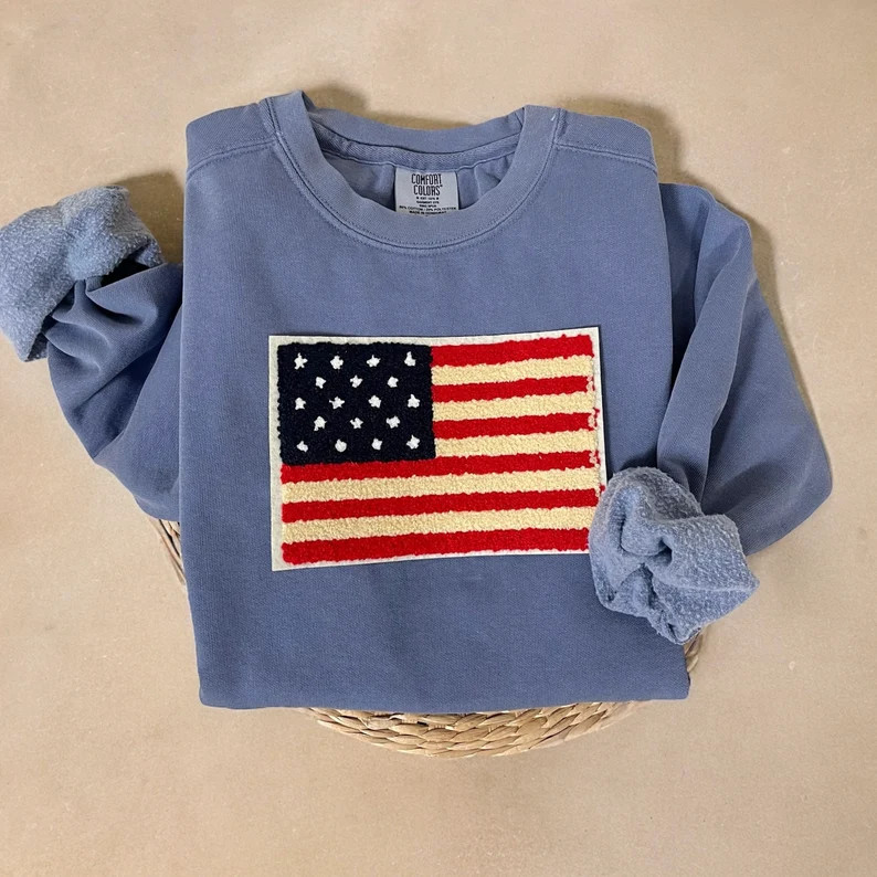 Comfort Colors USA Flag Sweatshirt, USA Sweater, Comfort Colors Sweatshirt, 4th of July Sweatshir... | Etsy (Global)