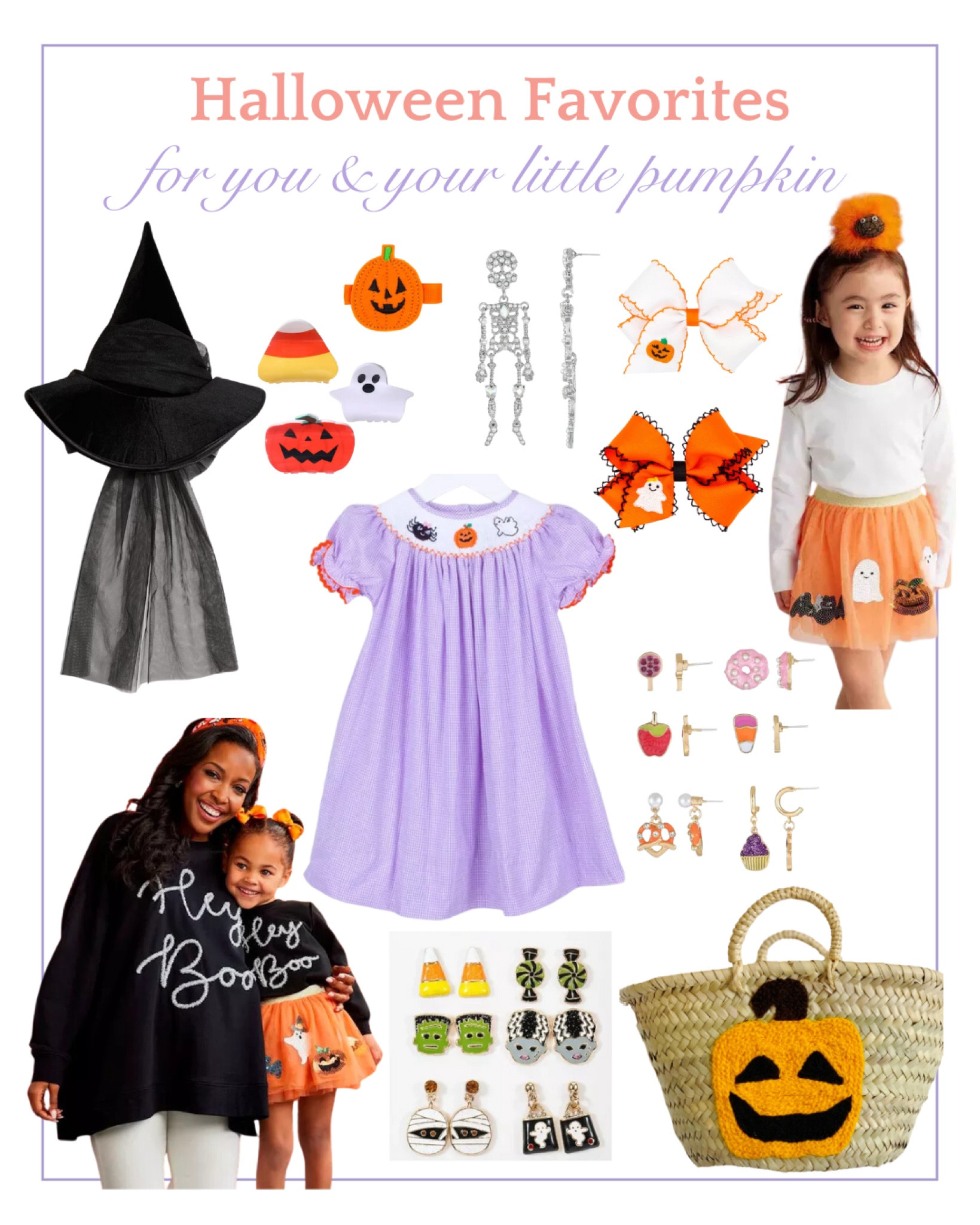 Festive fashions and accessories for Halloween for you and your little! Easily add a cute bow or some hair clips to an outfit to make it a bit more spooky and fun. Hair bows, claw clip, hair clips, Halloween, Halloween earrings, Halloween dress, tutu, with hat, skeleton earrings 

#LTKStyleTip #LTKFindsUnder100 #LTKSeasonal