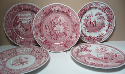 SET of 5 Spode Archive Collection - Georgian Series Dinner Plates Cranberry Red  | eBay | eBay US