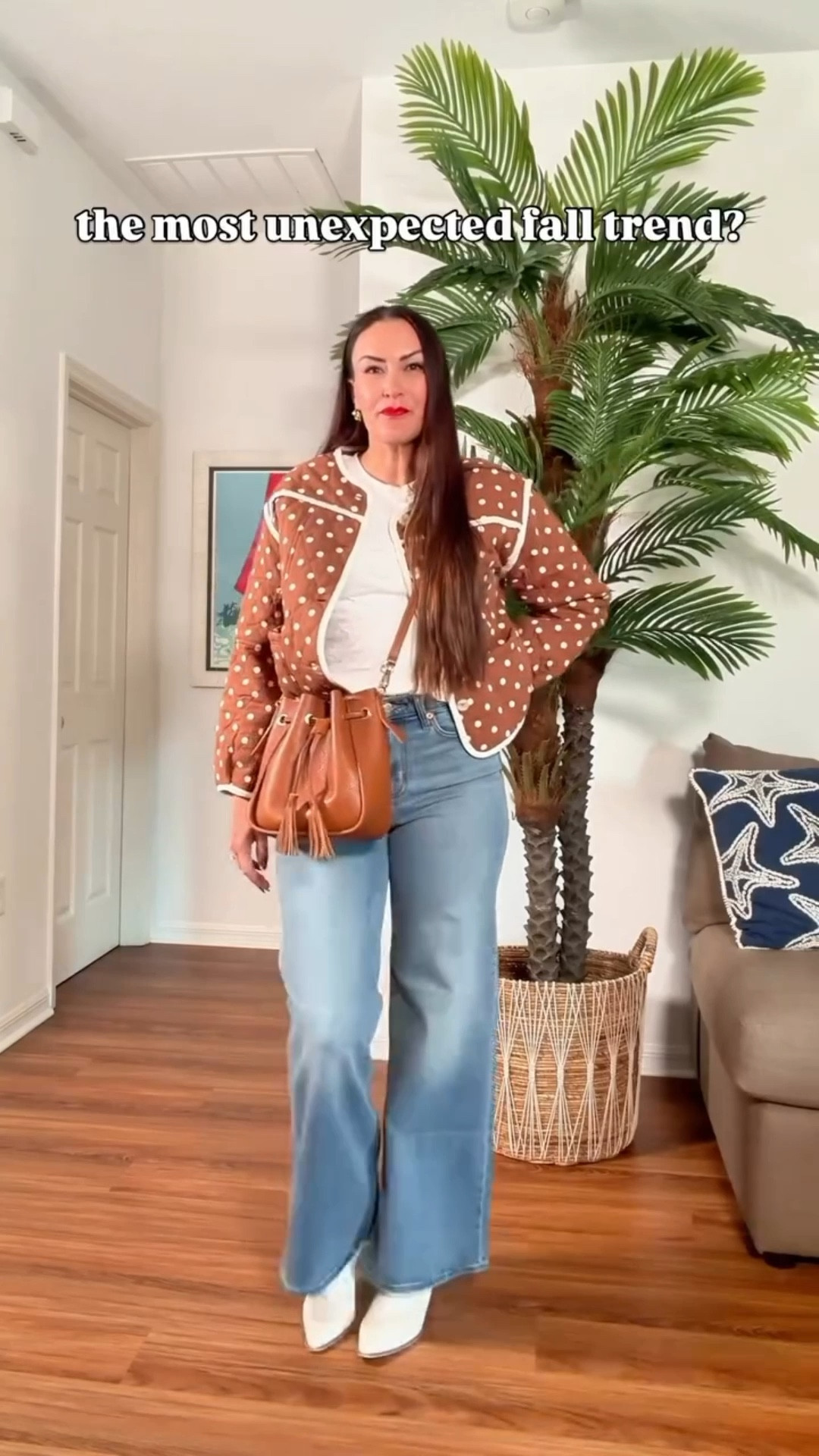 plot twist: polka dots are the most unexpected fall trend 🍂🤎

you’d think they’re just for spring, but girly… this jacket proves otherwise. the warm brown tones + textured quilting make it perfect for layering with denim, trousers, or even dresses. it’s playful but still elevated — the kind of piece that turns a basic outfit into something fun and effortless ✨

I’m 5’6” wearing size small (TTS) in the jacket, size medium (TTS) in the jeans, and size 8 (TTS) in the boots 👢

would you wear polka dots for fall or skip this trend? 👇

#LTKSeasonal #LTKShoeCrush #LTKStyleTip