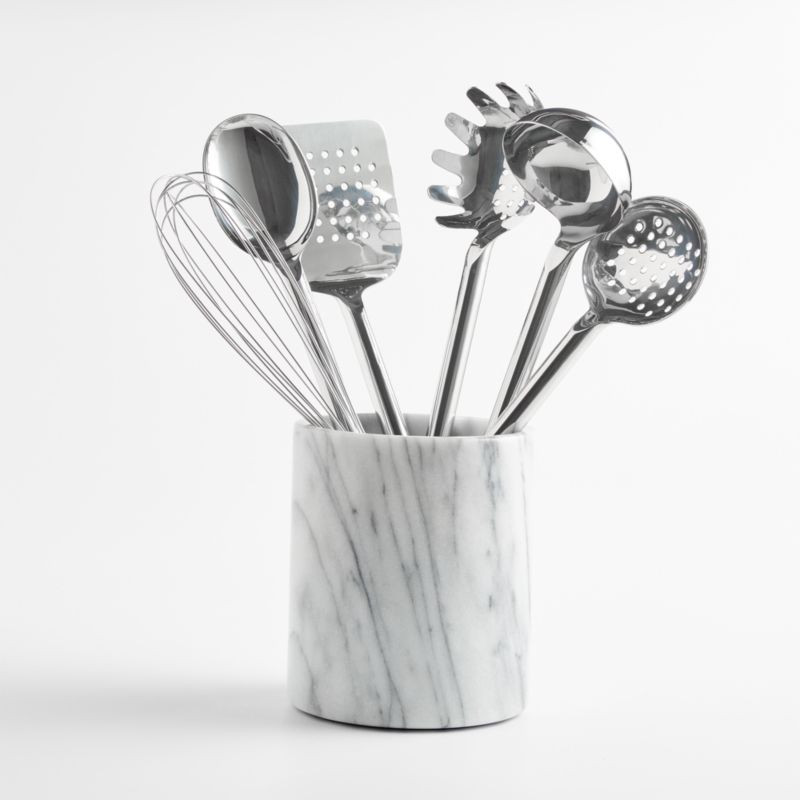 Crate & Barrel Stainless Utensils with Holder, Set of 7 + Reviews | Crate & Barrel | Crate & Barrel