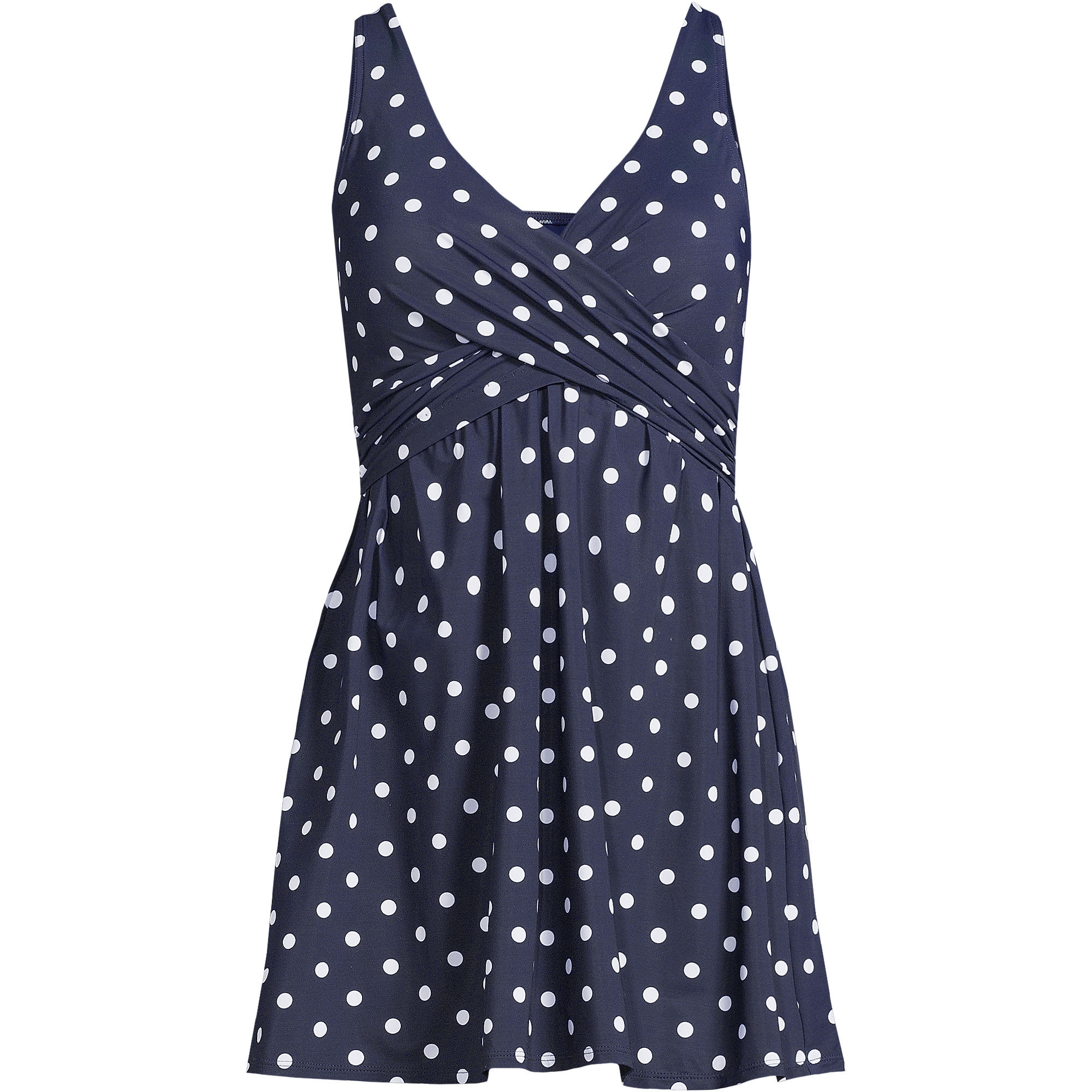 Women's Slender Suit Wrap Swim Dress One Piece Swimsuit | Lands' End (US)