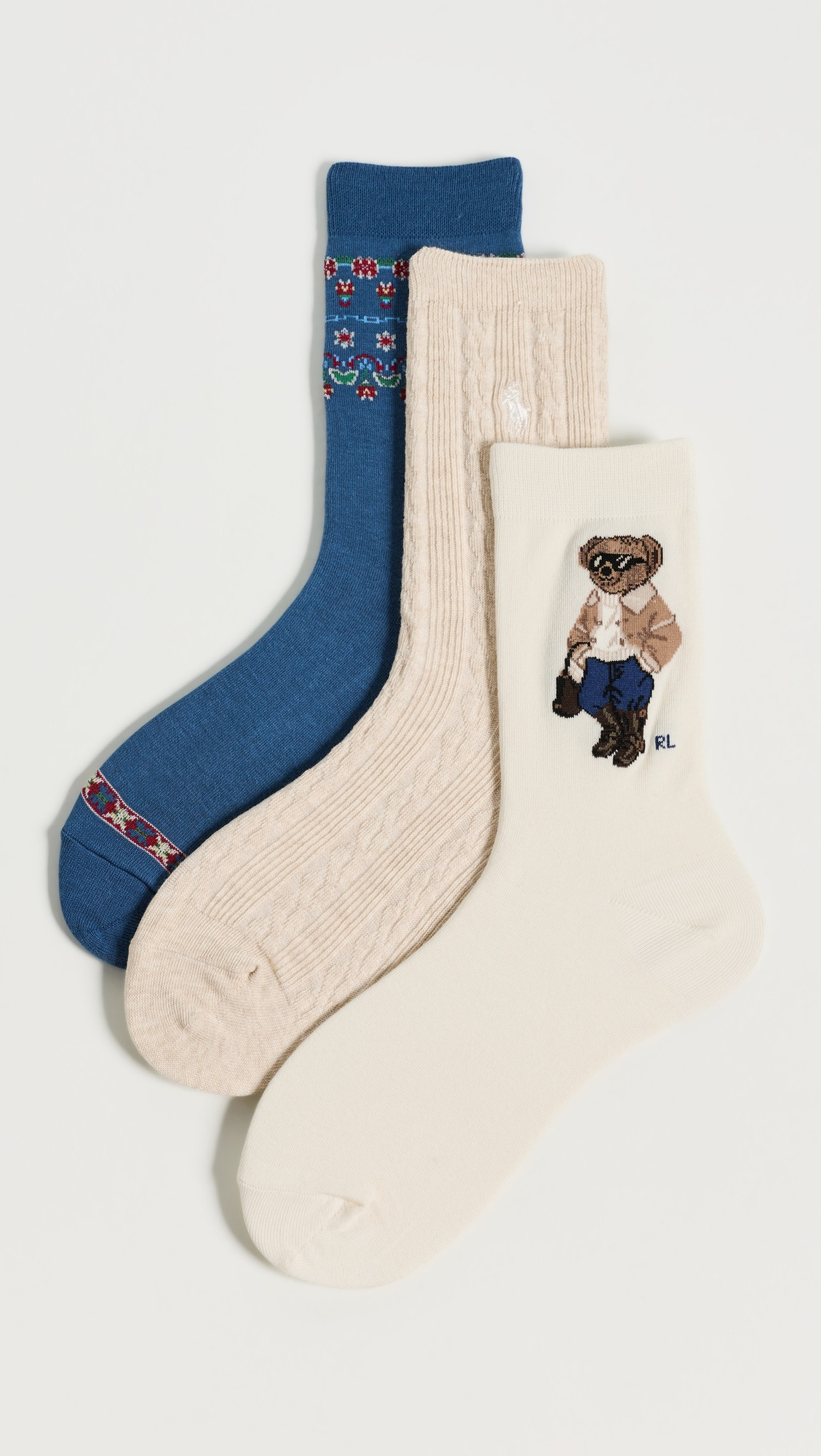 Polo Ralph Lauren Winter Bear Socks 3-Pack Ivory One Size | Shopbop
