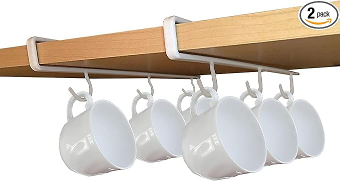 Better Houseware Coffee Mug Holder, Under-Shelf Mug Rack with 6 Hooks, Lightweight Cup Organizer ... | Amazon (US)