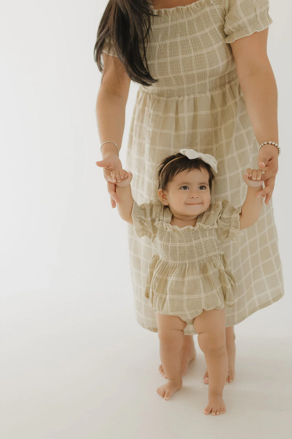 Ruffle Muslin Romper | Linen Grid | Forever French