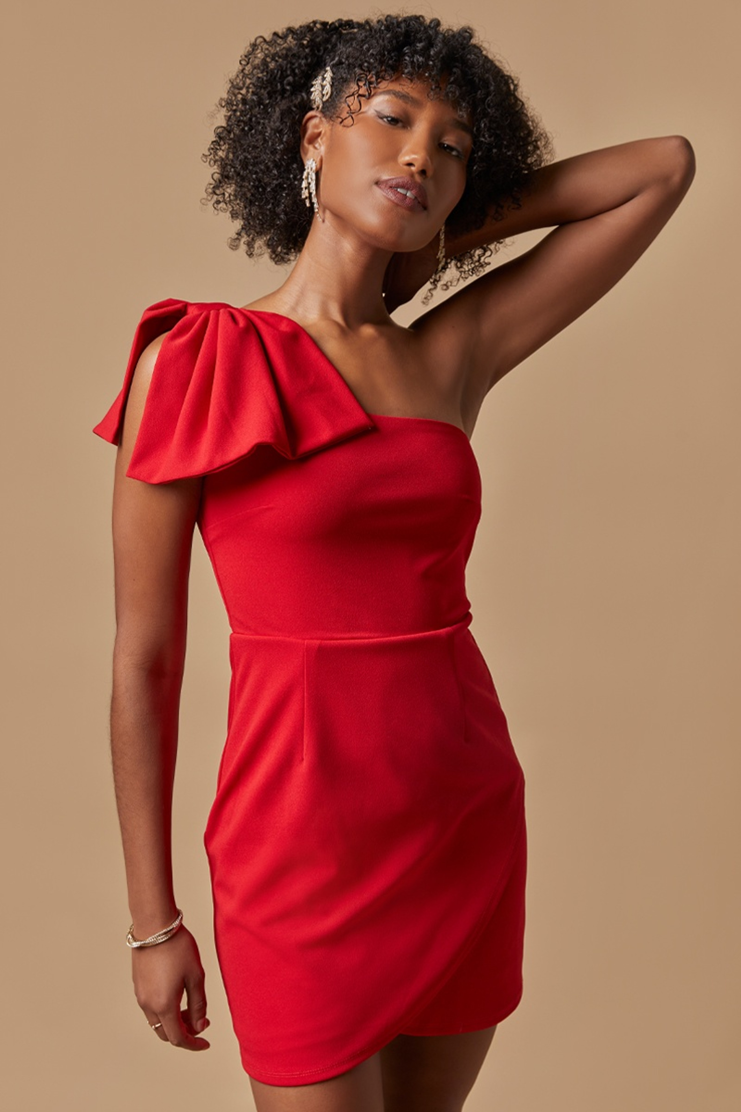 Klarissa Bow One Shoulder Mini Dress | Francesca's