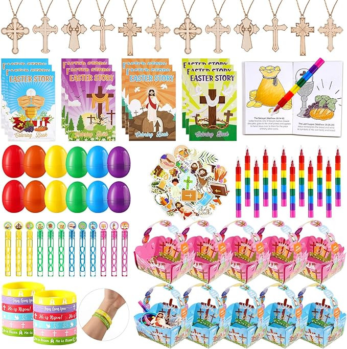 Vanblue 134Pcs Religious Easter Gifts Easter Basket Stuffers Christian Mini Coloring Books for Ki... | Amazon (US)