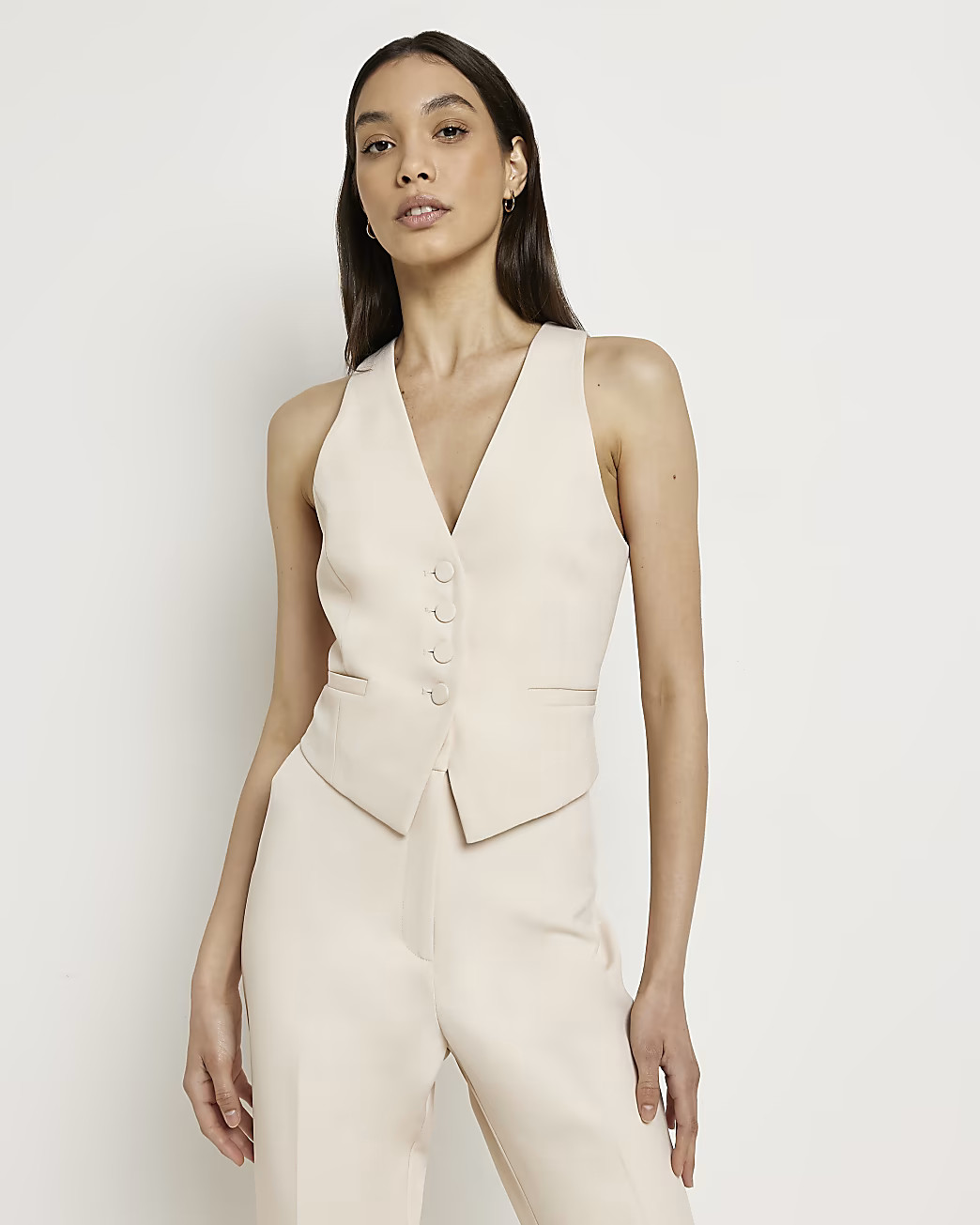 Cream waistcoat | River Island (UK & IE)
