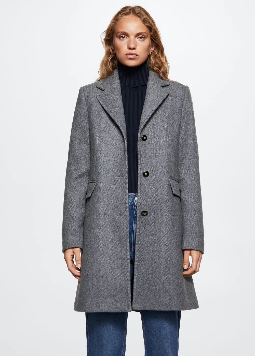 Buttoned wool coat -  Women | Mango USA | MANGO (US)