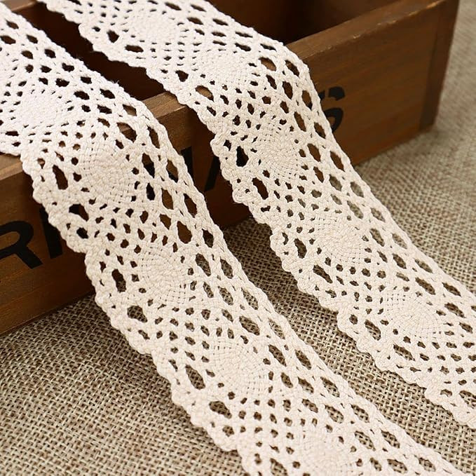 Vintage Lace Ribbon Cotton Lace Trim Crochet Sewing Lace for Crafts, Gift Package Wrapping, Brida... | Amazon (US)