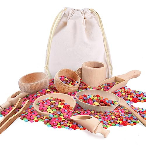 10 Pcs Wooden Sensory Bin Tools for Toddlers & Preschool Children, Montessori Sensory Wooden Toys Fine Motor Learning Pretend Play Sensory Tools for Kids | Amazon (US)