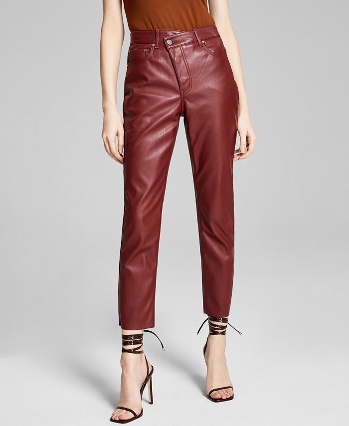 And Now This Asymmetric Faux-Leather Straight-Leg Pants   & Reviews - Pants & Capris - Women - Ma... | Macys (US)