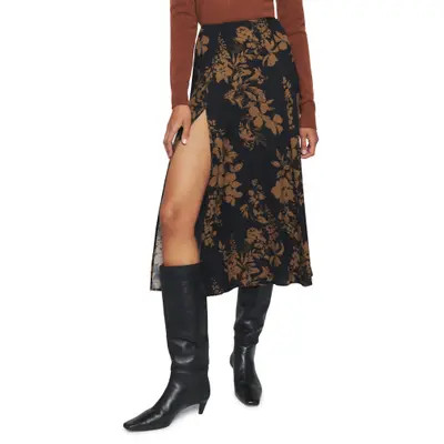 Reformation Zoe Side Slit Midi Skirt in Last Tango at Nordstrom, Size 0 | Nordstrom