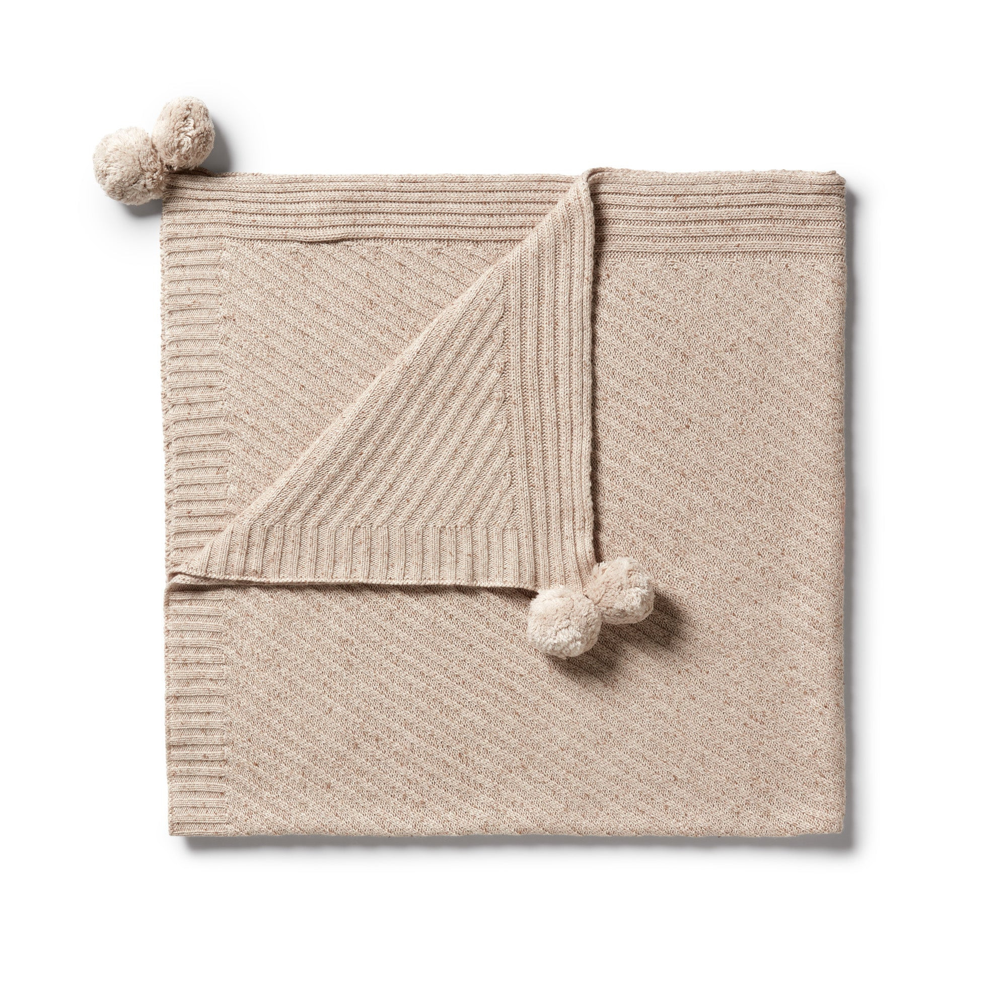 Knitted Jacquard Blanket, Oatmeal Fleck | SpearmintLOVE
