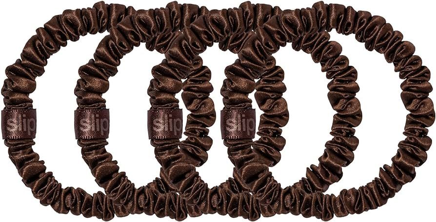 Slip Silk Skinny Scrunchies - Dark Brown - 100% Pure 22 Momme Mulberry Silk Scrunchies for Women ... | Amazon (US)