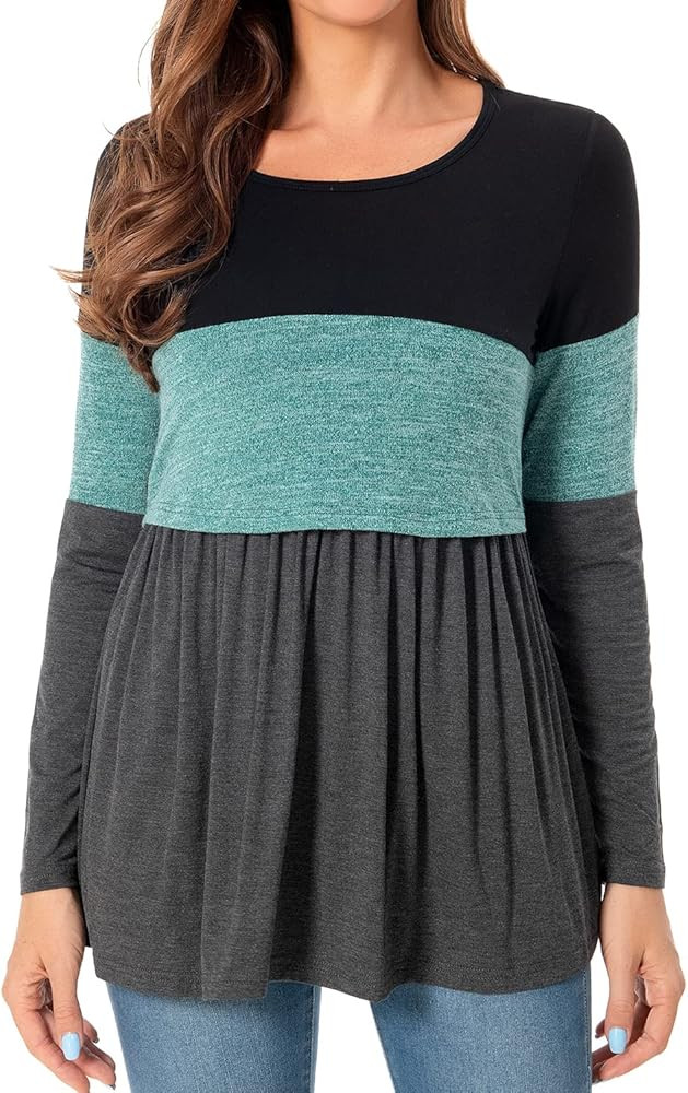 Bearsland Women\u2019s Nursing Top Long Sleeve Scoop Neck Nursing Shirt Breastfeeding Shirt Pregn... | Amazon (US)