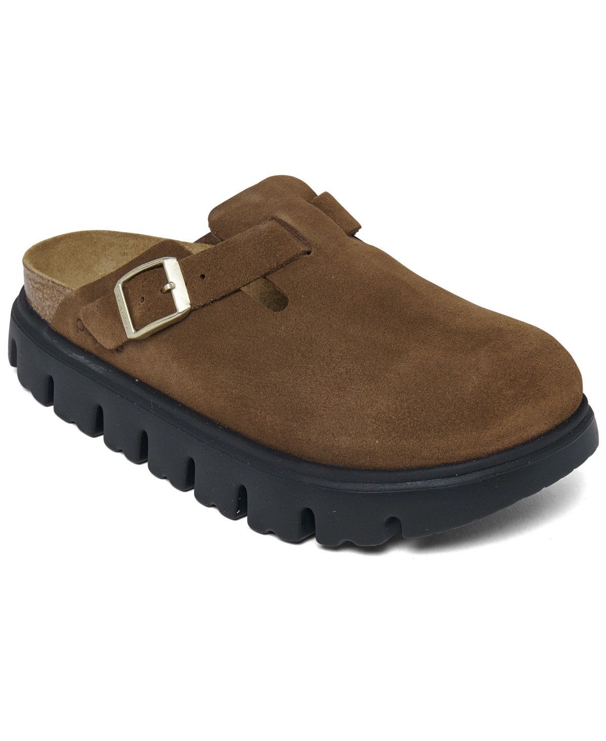 Birkenstock Women's Boston Chunky Suede Leather Platform Sandals from Finish Line - Dark Tea/Black | Macy's