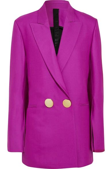 Petar Petrov - Double-breasted Wool And Silk-blend Blazer - Purple | NET-A-PORTER (US)