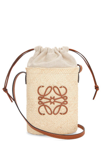 X Paula's Ibiza logo raffia and cotton cross-body bag | Harvey Nichols