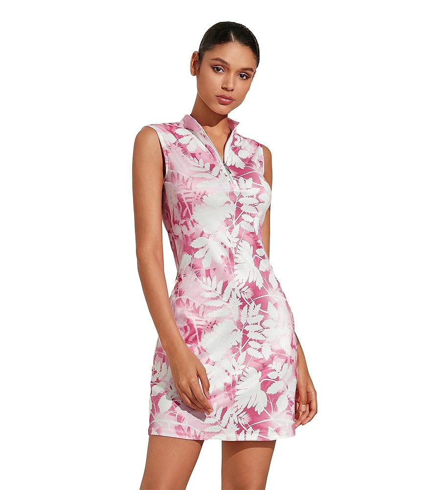 Tennis Dresses for Women with 2 Pockets Sleeveless Womens Golf Dress Quarter Zip Stand Collar Pri... | Amazon (US)