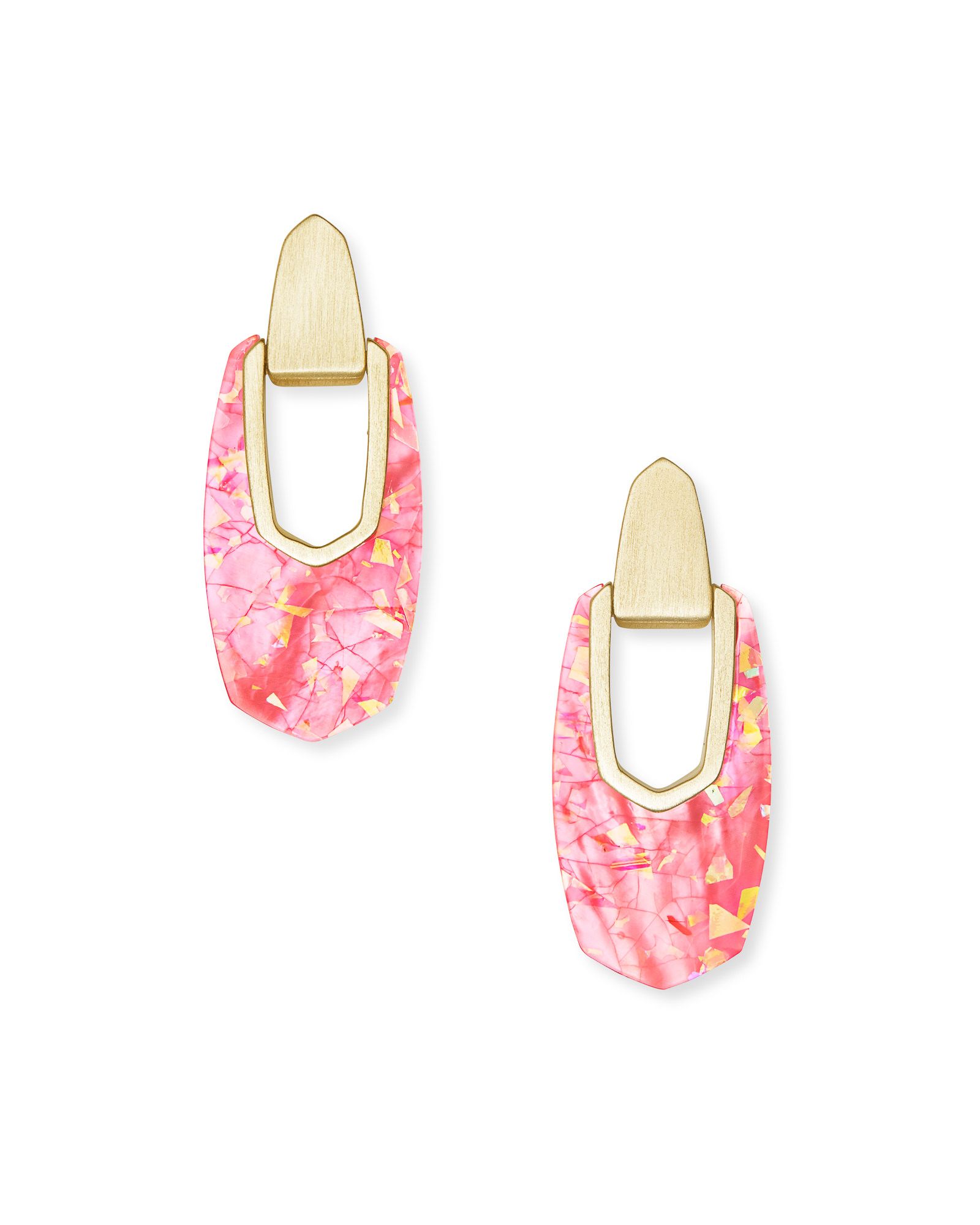 Kailyn Gold Drop Earrings in Iridescent Coral Illusion | Kendra Scott